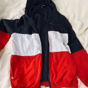 Brandy red white and blue wind breaker